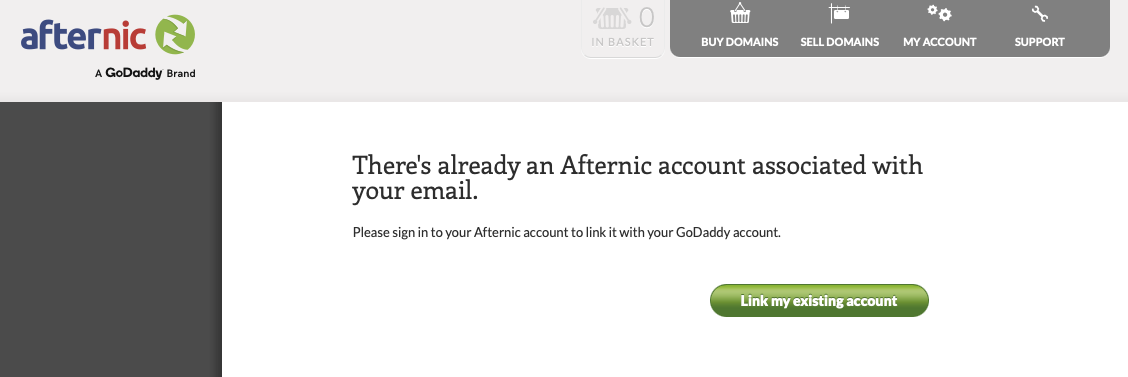 There's already an Afternic account associated with your email